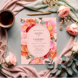 Invitación Blush Pink Watercolor Poppy Wedding Invitation