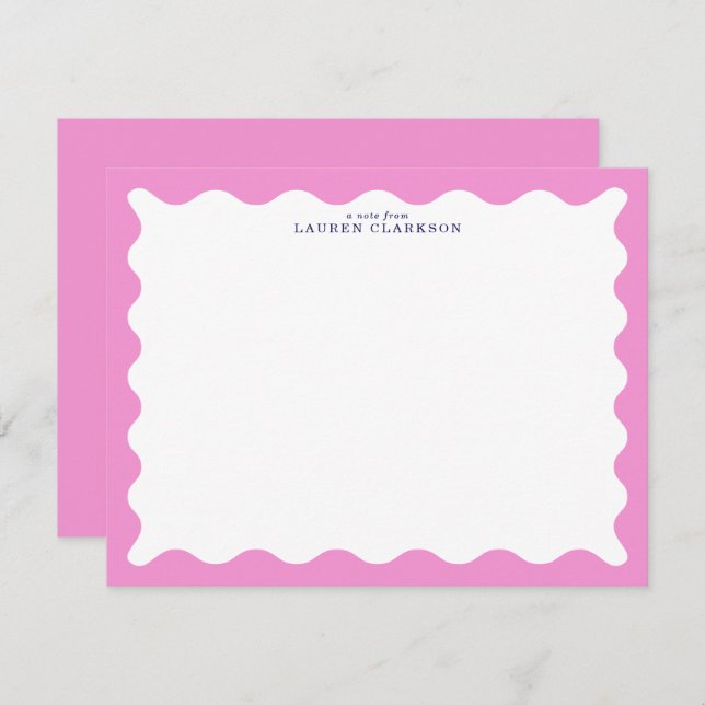 Invitación Blush Pink Wavy Frame Note Card (Anverso / Reverso)