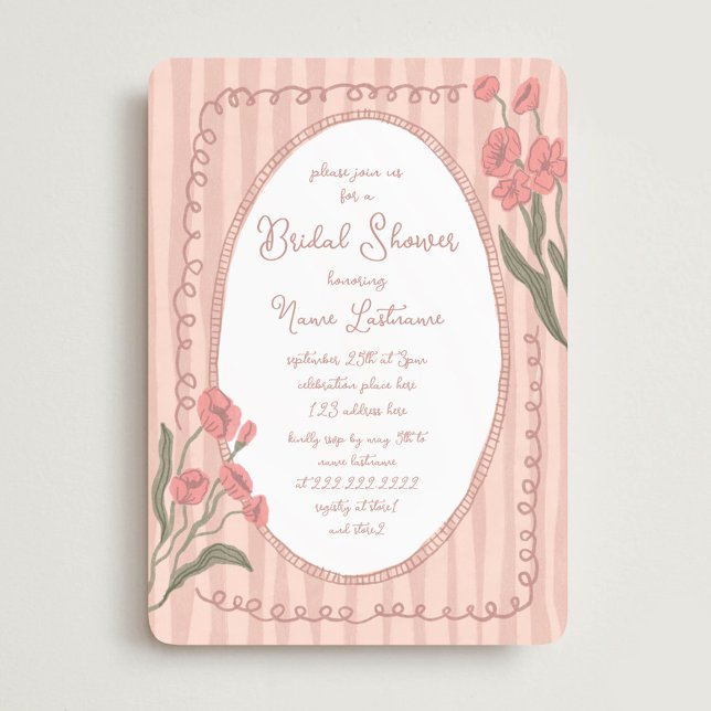 Invitación Blush Pink Whimsical Hand Painted Bridal Shower (Subido por el creador)