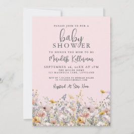Invitación Blush Pink Wildflower Baby Shower