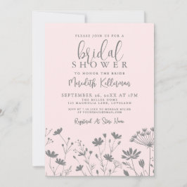 Invitación Blush Pink Wildflower Bridal Shower