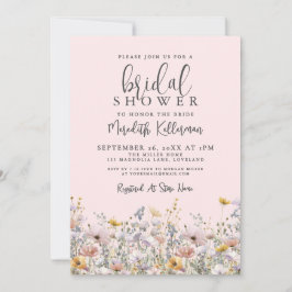 Invitación Blush Pink Wildflower Bridal Shower