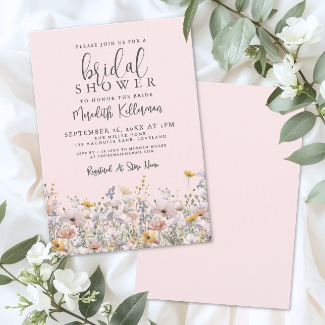 Invitación Blush Pink Wildflower Bridal Shower (Blush Pink Wildflower Bridal Shower Invitation)