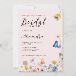 Invitación Blush Pink Wildflowers Bridal Shower Invitation