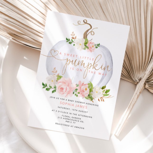 Invitación Blush Pumpkin baby shower girl (Subido por el creador)