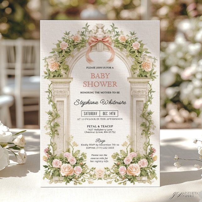Invitación Blush Ribbon Garden Arch Baby Shower  (Subido por el creador)