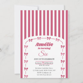 Invitación Blush Rosa Antiguo Coqueta con Lazo Cumpleaños 6 A