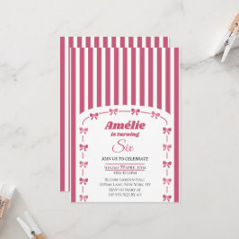 Invitación Blush Rosa Antiguo Coqueta con Lazo Cumpleaños 6 A