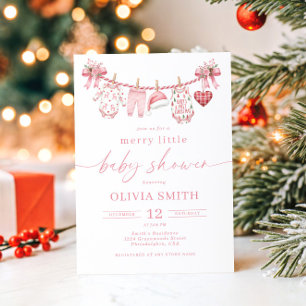 Invitación Blush Rosa Feliz Pequeño Bebe Shower Cuerda de Rop