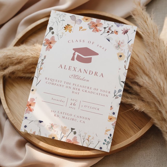 Invitación Blush Rosa Floral Graduación (Subido por el creador)