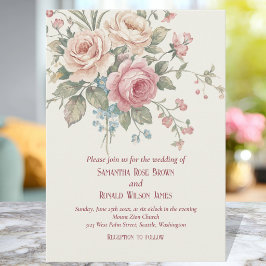 Invitación Blush Rosa Formal Floral Elegante Rosa Bodas