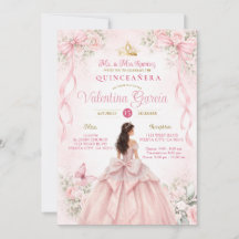 Blush Rosa Lazo de Bow Floral Quinceañera
