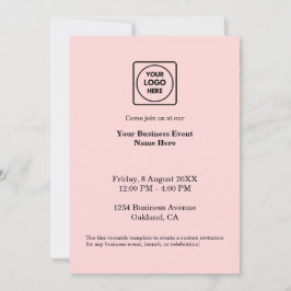 Invitación Blush Rosa Minimalista | Logotipo de Evento Comerc