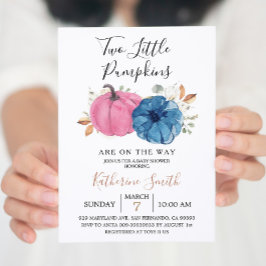 Invitación Blush Rosa y Azul Marino Dos Pequeñas Calabazas Ba