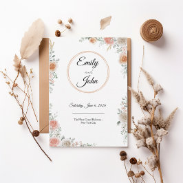 Invitación Blush Rose Floral Frame Elegant Wedding Invitation