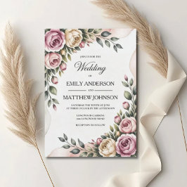 Invitación Blush & Rose Garden Floral Wedding Invitation