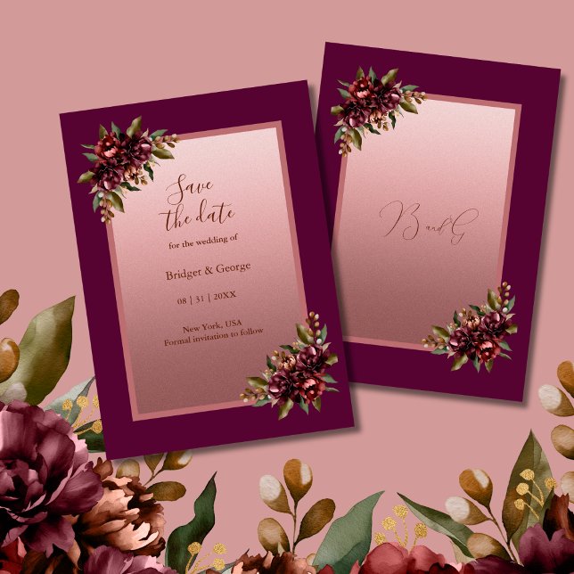 Invitación Blush Rose Gold Floral boda Save the Date (Subido por el creador)
