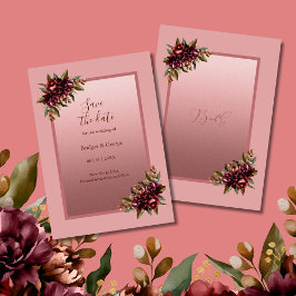 Invitación Blush Rose Gold Floral wedding Save the Date