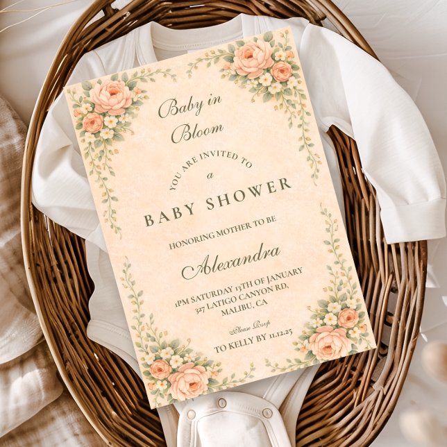 Invitación Blush Sage Floral Garden Baby Shower (Subido por el creador)