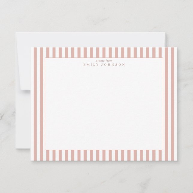 Invitación Blush Striped Note Card (Anverso)