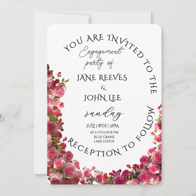 Invitación Blush Watercolor Floral Engagement Party (Anverso)