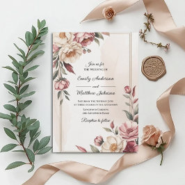 Invitación Blush Watercolor Floral Frame Wedding Invitation