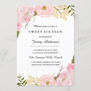 Invitación Blush White Botanical Floral Sweet Sixt