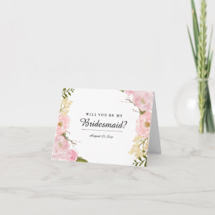 Invitación Blush White Botánico ¿Serás Mi Dama de Honor