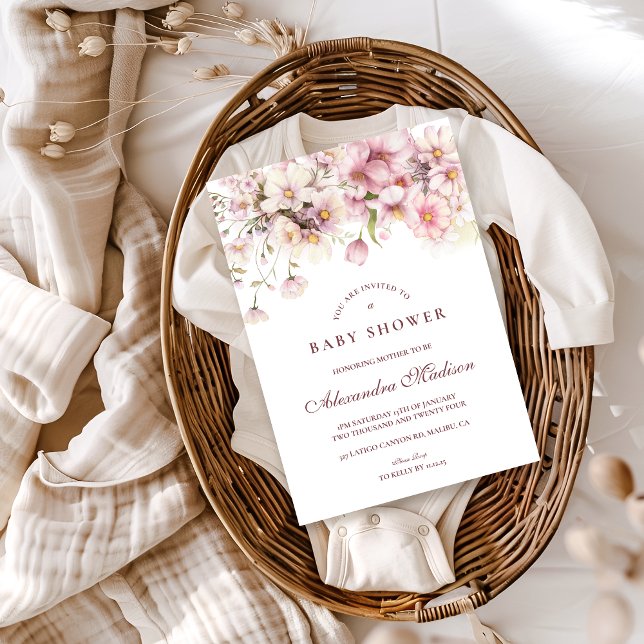 Invitación Blush Wildflower Garden Baby Shower (Subido por el creador)