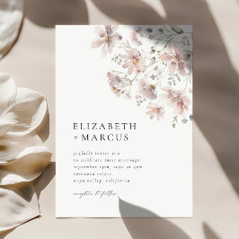 Invitación Blush Wildflower Minimal Boho Wedding Invitation