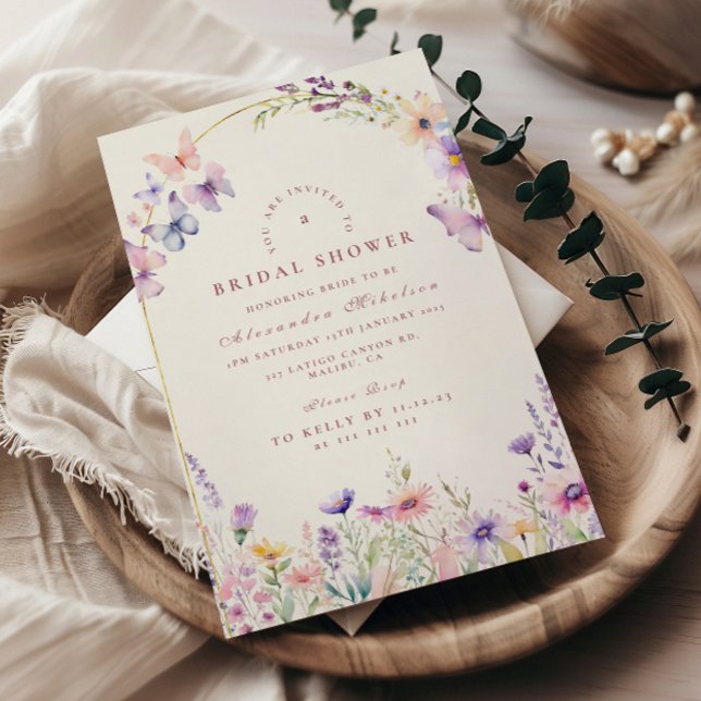 Invitación Blush Wildflowers and Butterflies Bridal Shower (Subido por el creador)
