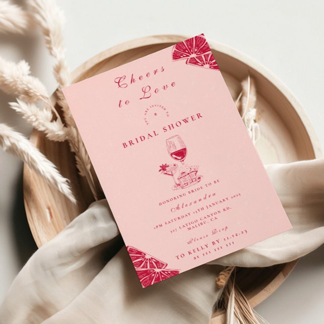 Invitación Blush Wine Citrus Bridal Shower (Subido por el creador)