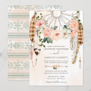 Invitación Blushing Dream Boho Dreamcatcher Boda
