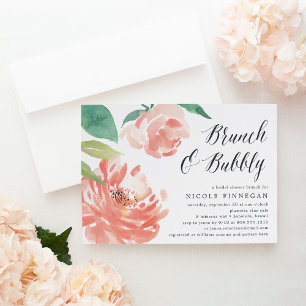 Invitación Blushing Peony   Bridal Shower Brunch Invitation
