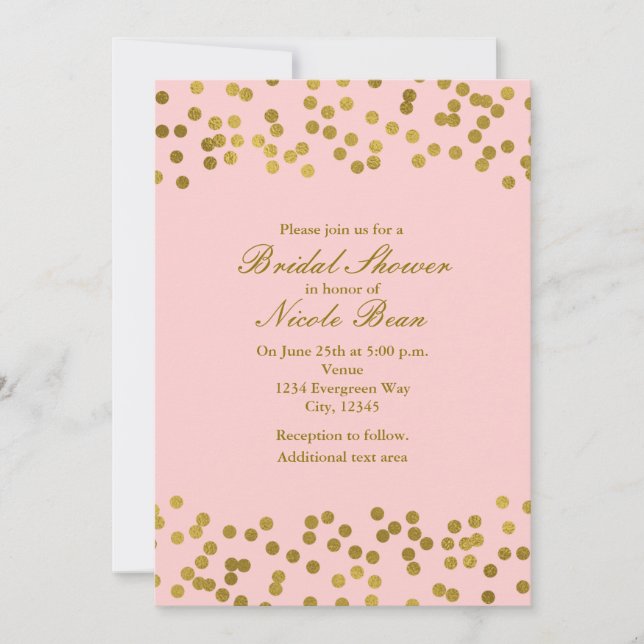 Invitación Blushing puntos de confetti de Relieve metalizado  (Anverso)