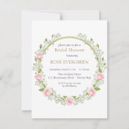 Invitación Blushing Romance: Pink Roses and Baby’s Breathe