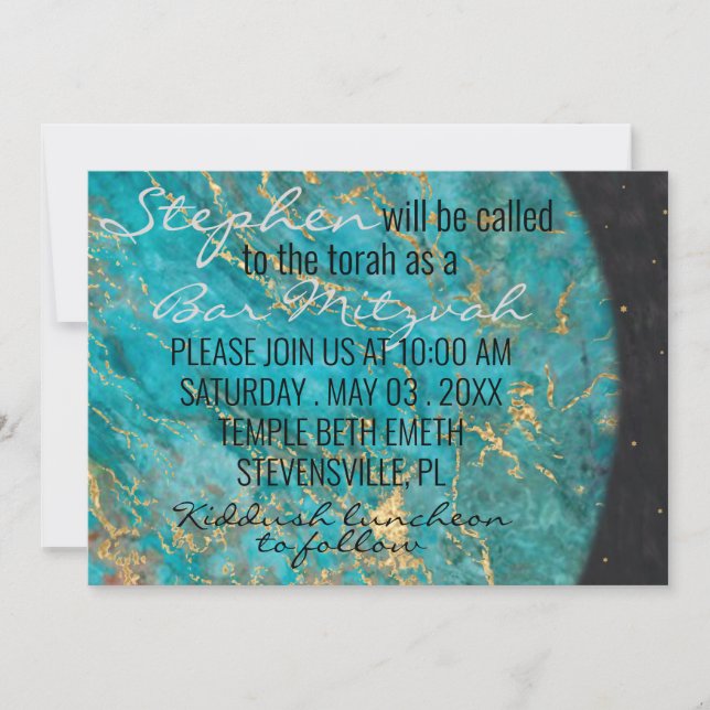 Invitación BM Bat Mitzvah Bar Mitzvah fuera de este mundo (Anverso)