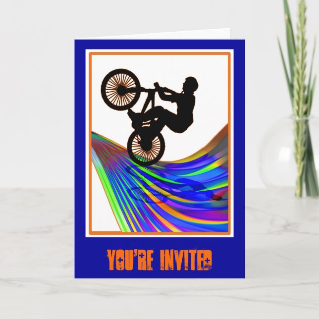 Invitación BMX sobre el Fiesta de la carretera arcoiris (Anverso)