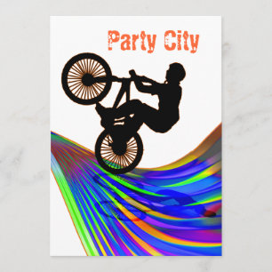 Invitación BMX sobre el Fiesta del camino arcoiris