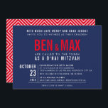 Invitación B'NAI MITZVAH bloque moderno negrita ancho azul ma<br><div class="desc">por kat massard >> WWW.SIMPLYSWEETPAPERIE.COM <<< - - - - - - - - - - - - - - - - - - CONTACTE CONMIGO para ayudar a equilibrar tu tipo a la perfección Amar el diseño, pero me gustaría ver algunos cambios - otro esquema de color, producto, añadir...</div>