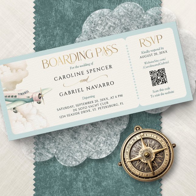 Invitación Boarding Pass Airplane Wedding Invitation (Subido por el creador)