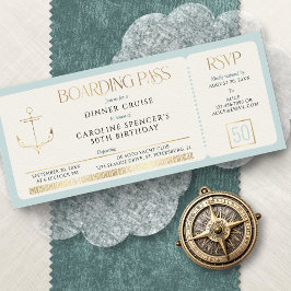 Invitación Boarding Pass Cruise Birthday