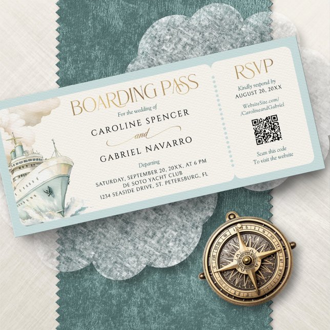 Invitación Boarding Pass Cruise Wedding Invitation (Subido por el creador)