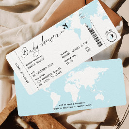 Invitación Boarding Pass Travel ThBoy Baby Shower Blue