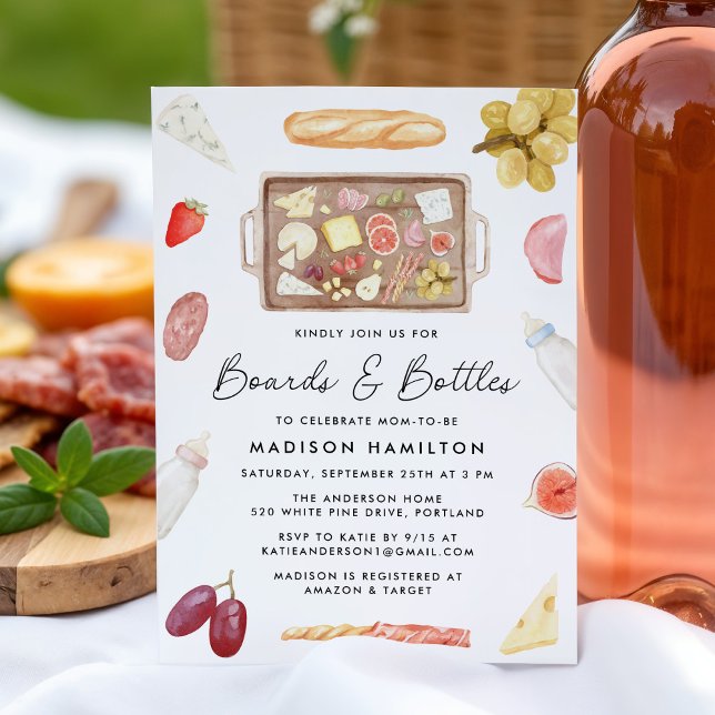 Invitación Boards and Bottles Charcuterie Baby Shower (Subido por el creador)