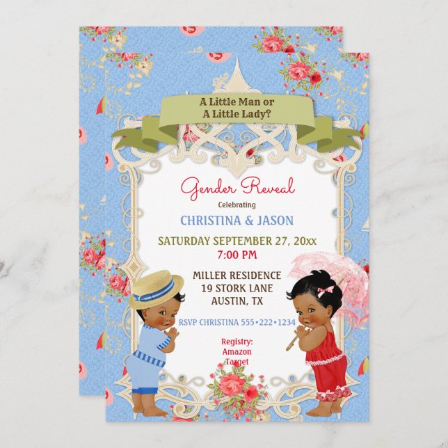 Invitación Boardwalk Victoriana Beach Verano Revelación de Gé (Anverso / Reverso)