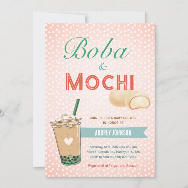 Invitación Boba Bubble Tea Baby Shower Japan Kawaii (Anverso)