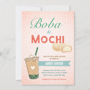 Invitación Boba Bubble Tea Baby Shower Japan Kawaii