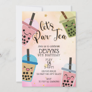 Invitación Boba, vamos a Par-Tea, Fiesta Boba, cumpleaños de 