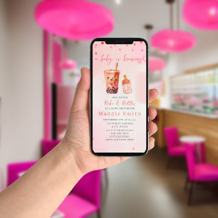 Invitación Boba y Botellas Bebé está preparando ducha de té c